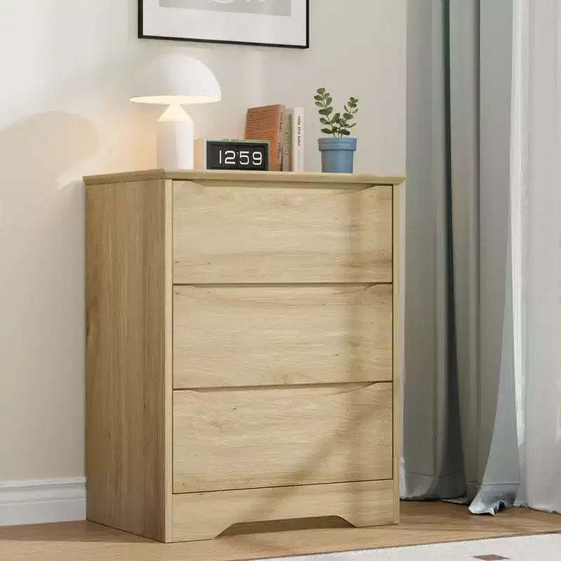 3-Drawer Wooden Tall Dresser, Modern Chest of Drawers with Deep Storage & Wide Top, Long Storage Closet for Bedroom, Living Room, Hallway & Kids Room