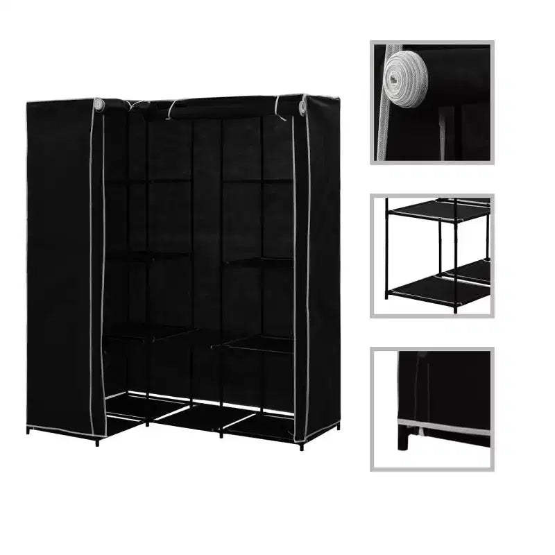 vidaXL Closet Corner Wardrobe Bedroom Closet Freestanding Clothing Rack Rail