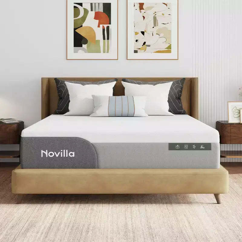 Novilla 10/12/14 inch Medium Cooling Gel Memory Foam Bed-in-a-Box Mattress for Pressure Relief
