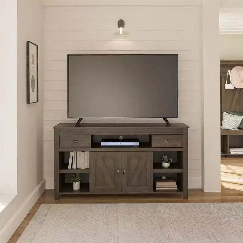 GDFStudio Sarah Rustic Barn Door TV Stand for TVs up to 60 with Sliding Doors