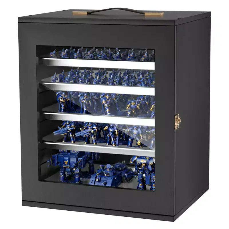 VEVOR Miniatures Storage Case, Fits for 1:2500-1:3500 Scale Models, Wooden Miniatures Display Holder with 5 Tray & 13 Slots,(Minis Not Included),Black
