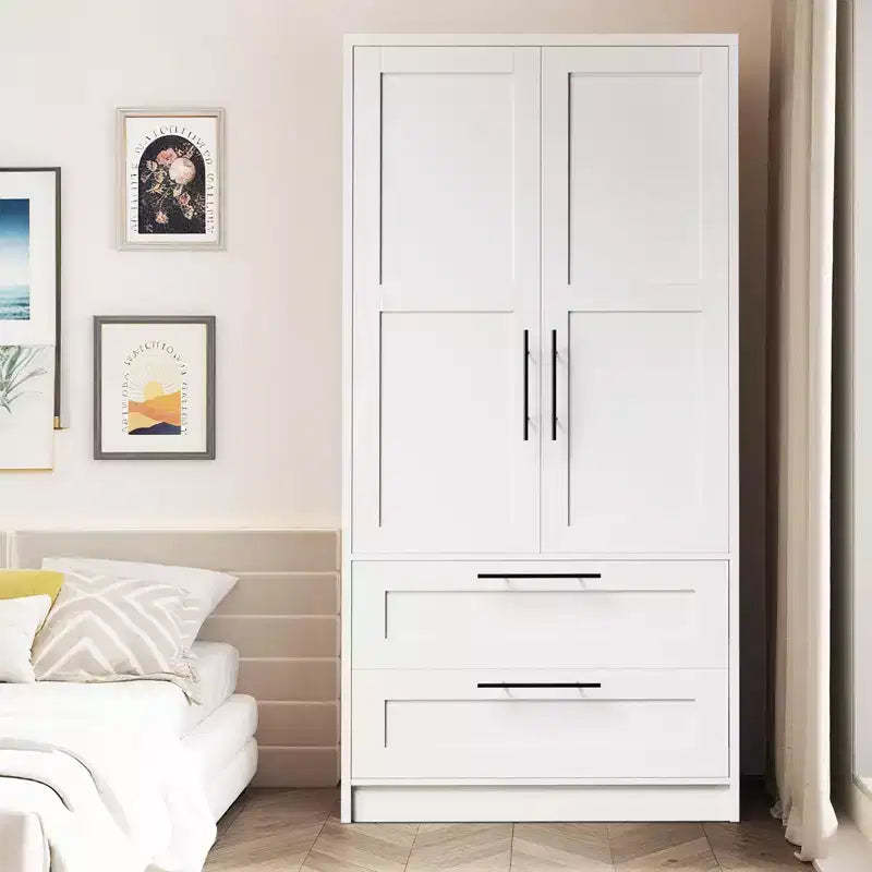 Modern Wooden Bedroom Wardrobe, Freestanding Wardrobe Clothing Storage Cabinet with Door and Shelves, Easy Assembly, for Bedroom, Laundry Room