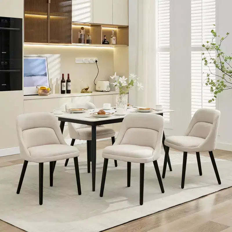 Dining Chairs Set of 6/4, Side Chairs with High-Back Linen Fabric, Padded Seat, turdy Wood Legs for Kitchen, Dining Room, Caf, Farmhouse, Beige