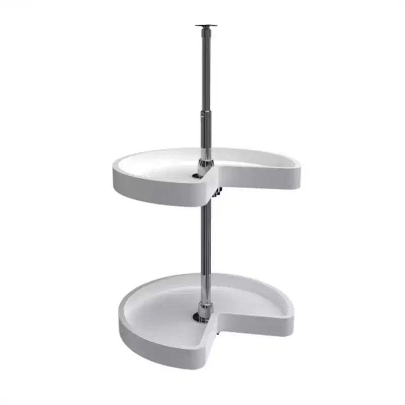 Rev-A-Shelf 18 Kidney Shaped Dual Tier Lazy Susan Organizer for Corner Base Kitchen Cabinets, Plastic Home Storage Shelves, White, 6472-18-11-52