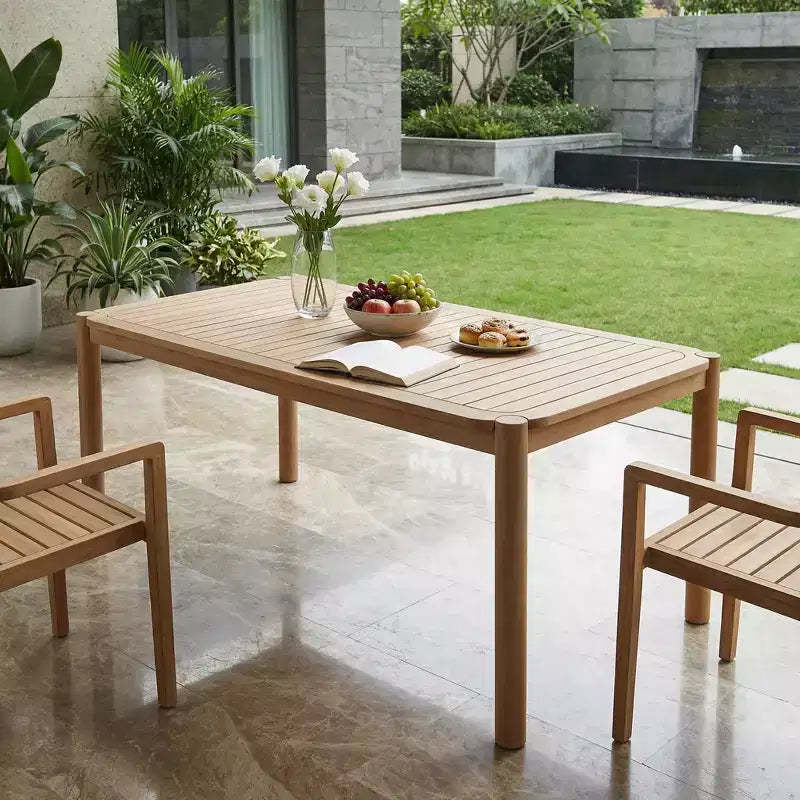Christopher Knight Home Nicolas Modern Rectangular Patio Acacia Wood Dining Table with Slatted Design
