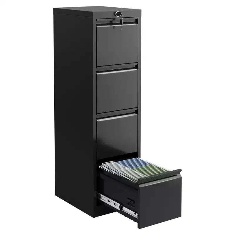 3-Drawer Lockable File Cabinet  Black Metal Storage for Home Office  Holds Letter/Legal/A4/F4 Files