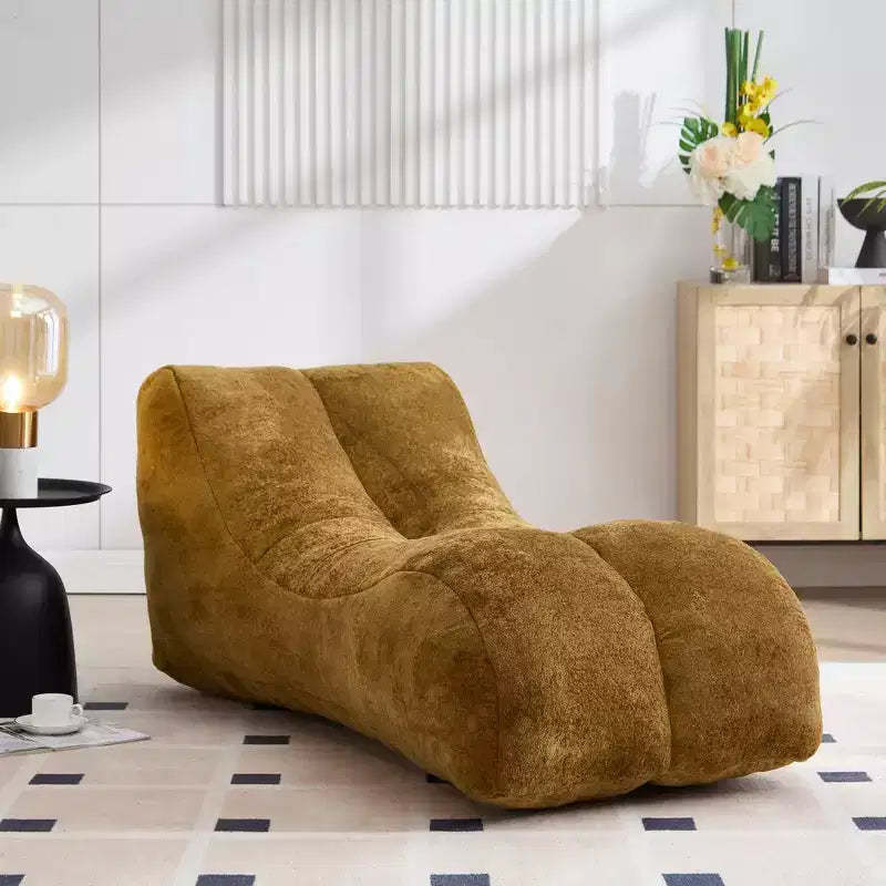 FurnitureR 59.1 Chaise Lounge Lazy Sofa, Soft Plush Fabric Ergonomic Contoured Floor Sofa, Comfy Sleeper Lounge Couch for Living Room Bedroom