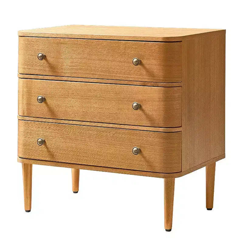 Noah Modern 26W 3-Drawer End Table with Solid Wood Legs Built-in Outlet|ART OF LIVING DESIGNS-OAK