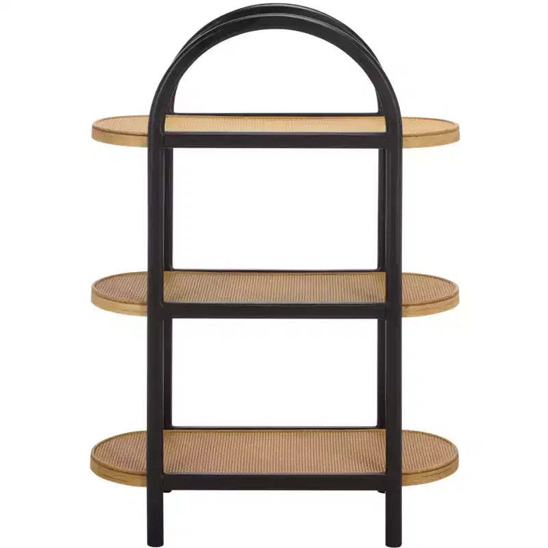 Wilson Wood & PE Rattan Storage Shelf - Black/Brown - SEI