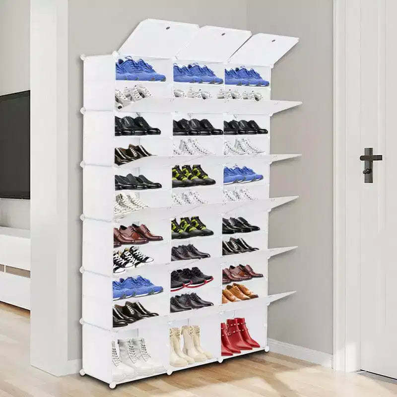 Karl Home 36 Cubby DIY Modular Shoe Cabinet Plastic Shoe Organizer White