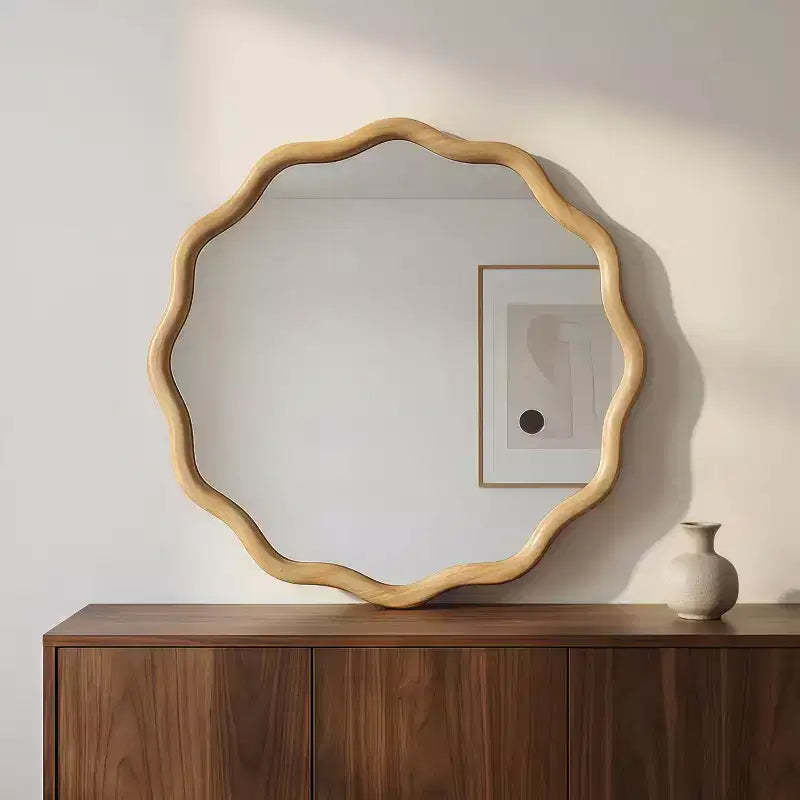 GDFStudio Arlena 24 Inch Wavy Solid Wood Frame Decorative Decorative Mirror