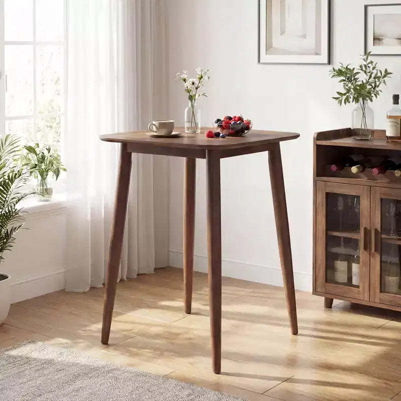 Costway 36 Inch Solid Rubber Wood Farmhouse Kitchen Table with Sturdy Pedestal Base