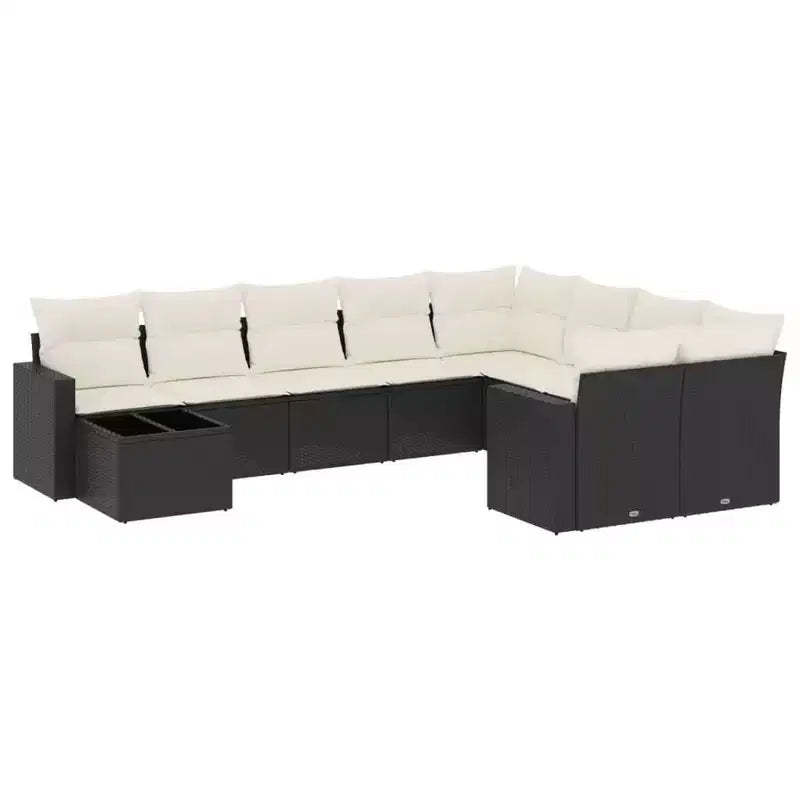 vidaXL Garden Sofa Set Black PE Rattan Medium to Large Adjustable Feet
