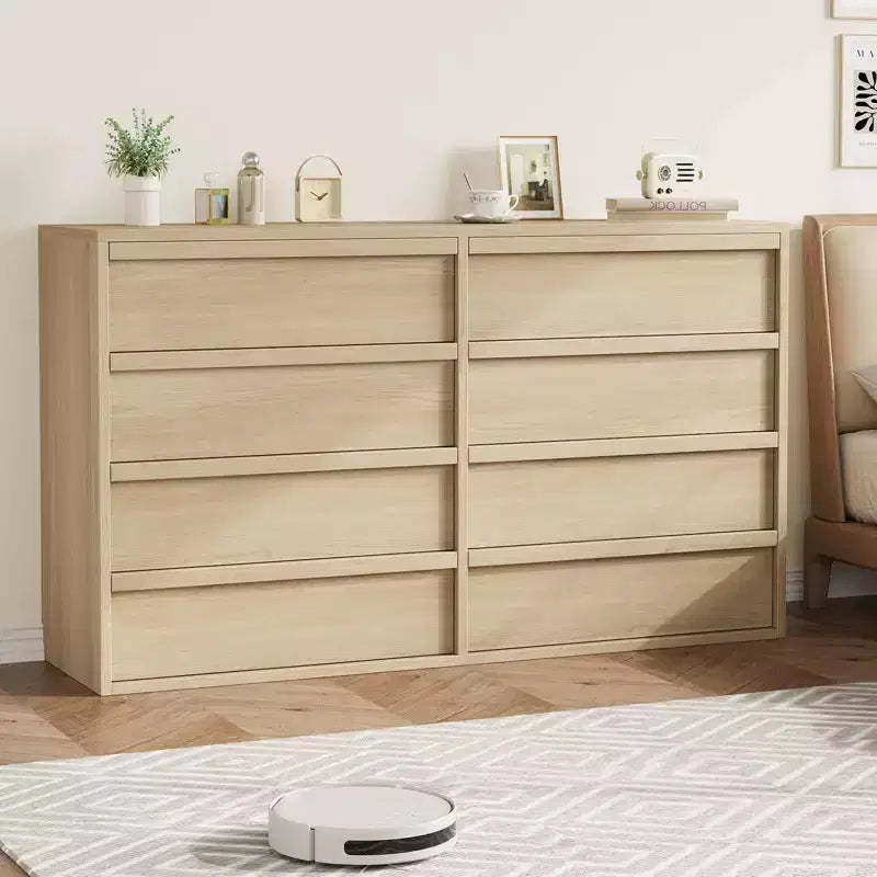 54 Wide Natural Oak 8-Drawer Dresser for Bedroom, Large Wooden Chest of Drawers with Storage Organizer for Living Room, Entryway & Nursery