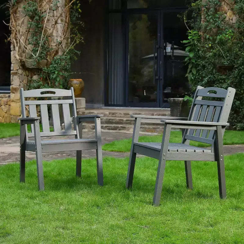 HDPE Outdoor Terrace Dining Chair Set, Weather-Resistant, Low Maintenance, Weight Capacity 220 lbs for Gardens or Decks
