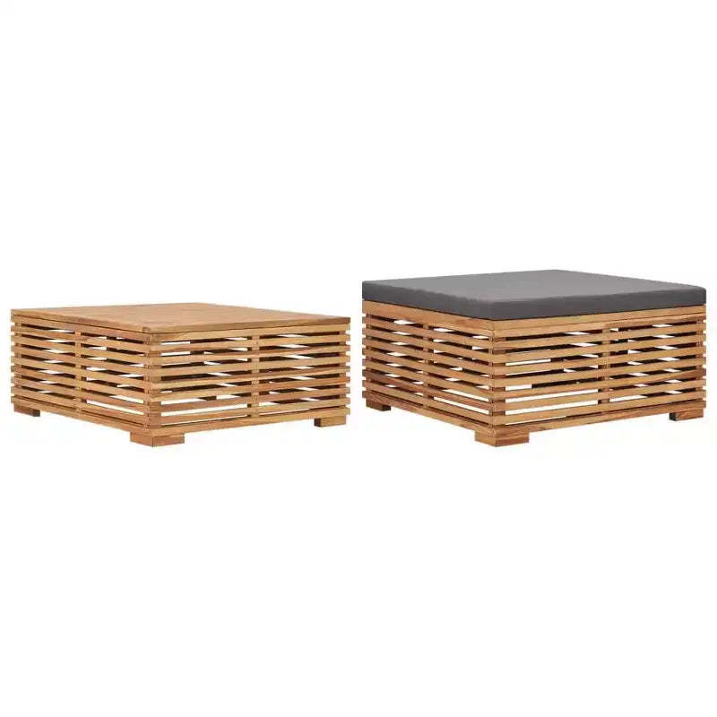 vidaXL Garden Table Dark Grey, Natural Teak Solid teak wood Medium