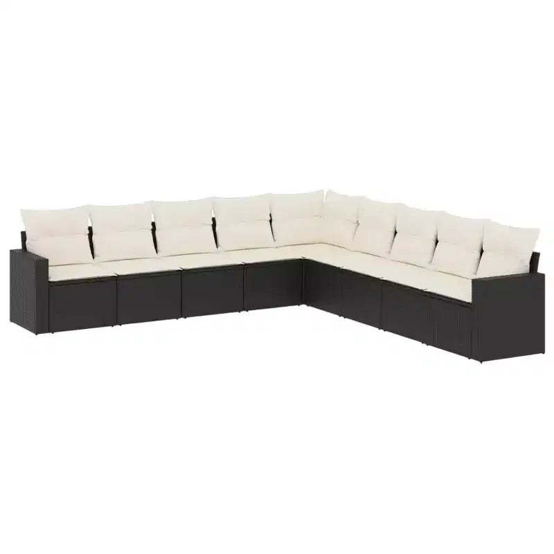 vidaXL Garden Sofa Set Black and Cream White