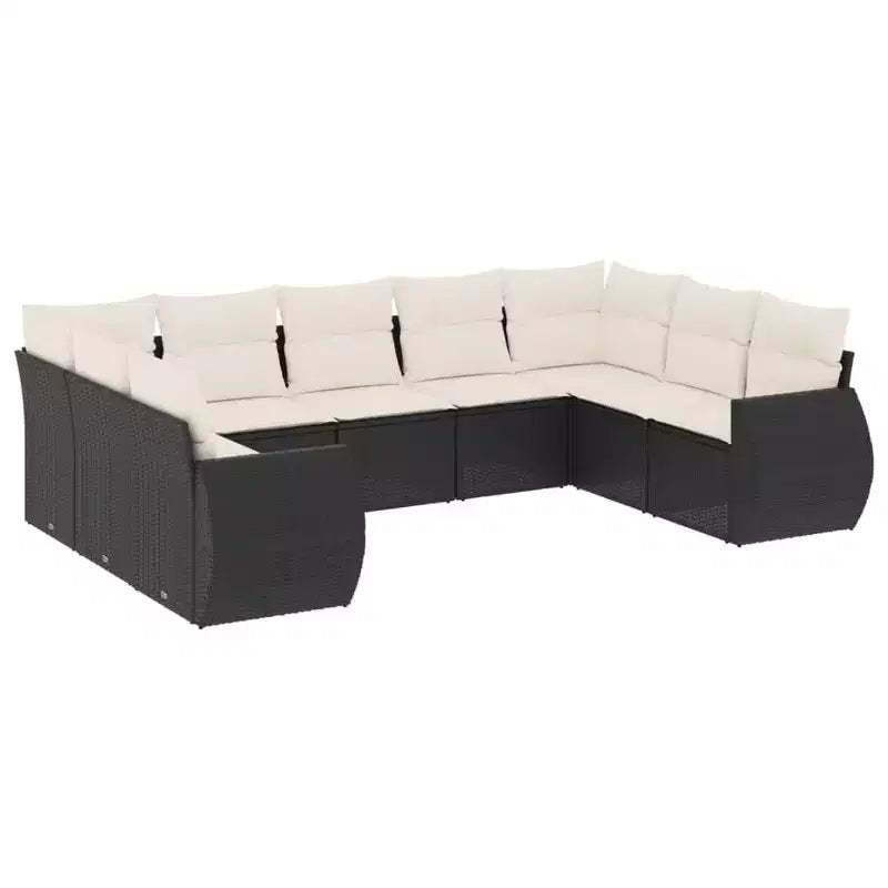vidaXL Garden Sofa Set Black, Cream White