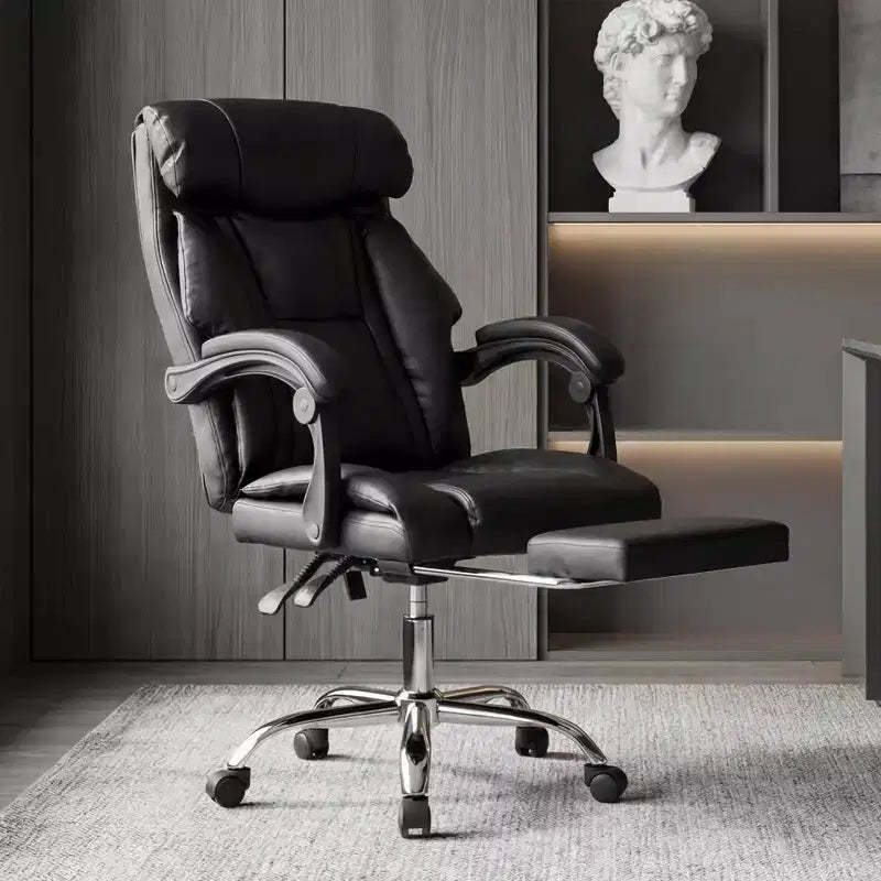 GDFStudio Faina Faux Leather Swivel Adjustable Height Executive Office Chair with Foot Rest