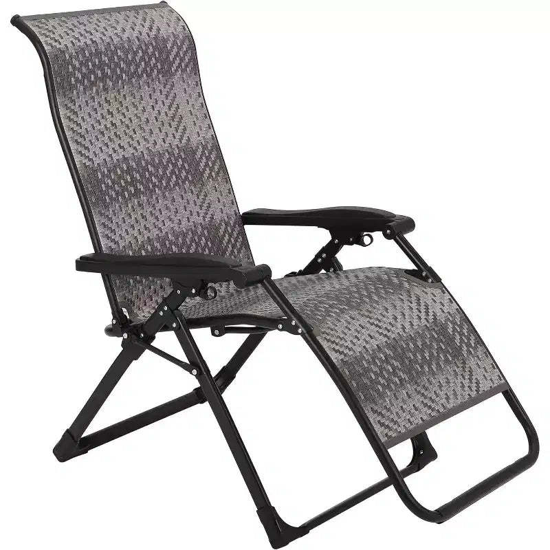 Rattan Reclining Folding Chair,Outdoor Adjustable Recliner,330lb Capacity,Portable Reclining Lounge Chair with Widened Armrest & Wicker for Poolside