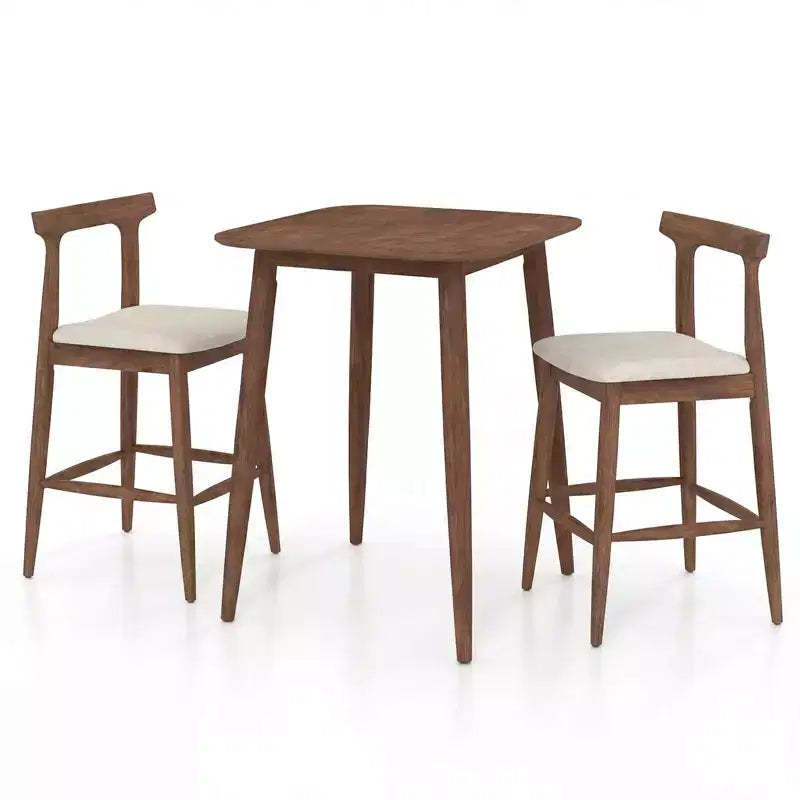 Costway 3 PCS Counter Height Kitchen Table with 2 Bar Stools, Fabric Upholstered Seats