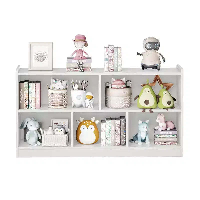 Wooden Kids Storage Cabinet with 5 Sections, Montessori Bookshelf and Toy Organizer for Nursery, Playroom, Classroom & Bedroom