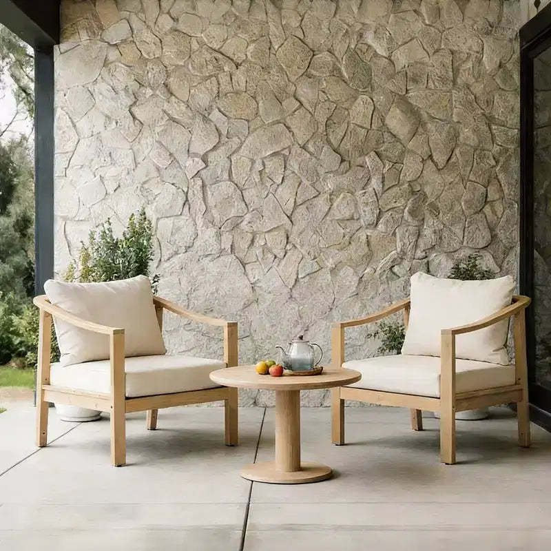 Christopher Knight Home Kofi Modern Outdoor Acacia Wood Club Chair with Cushion and Sloped Armrests
