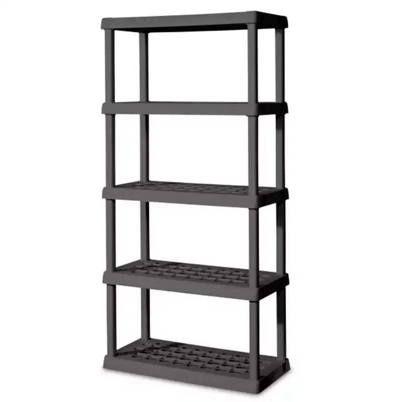 Sterilite 5 Shelf Unit, Heavy Duty, Easy to Assemble Plastic Storage Shelving, Organize Shelves in the Garage, Basement, Attic, Mudroom, 2 Pack, Gray