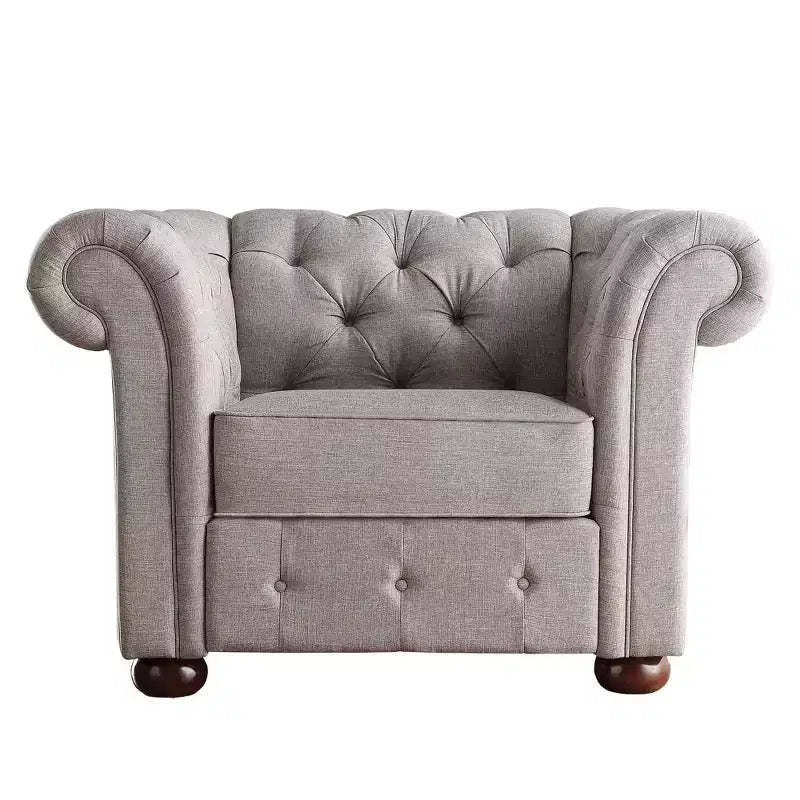 Cartia Linen Living Room Accent Chair - Grey - iNSPIRE Q