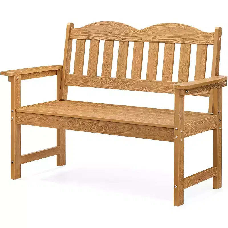 Garden Bench,2-Person Poly Lumber Patio Bench,Slatted Patio Loveseat,All-Weather Front Porch Bench for Patio, Yard & Garden Park