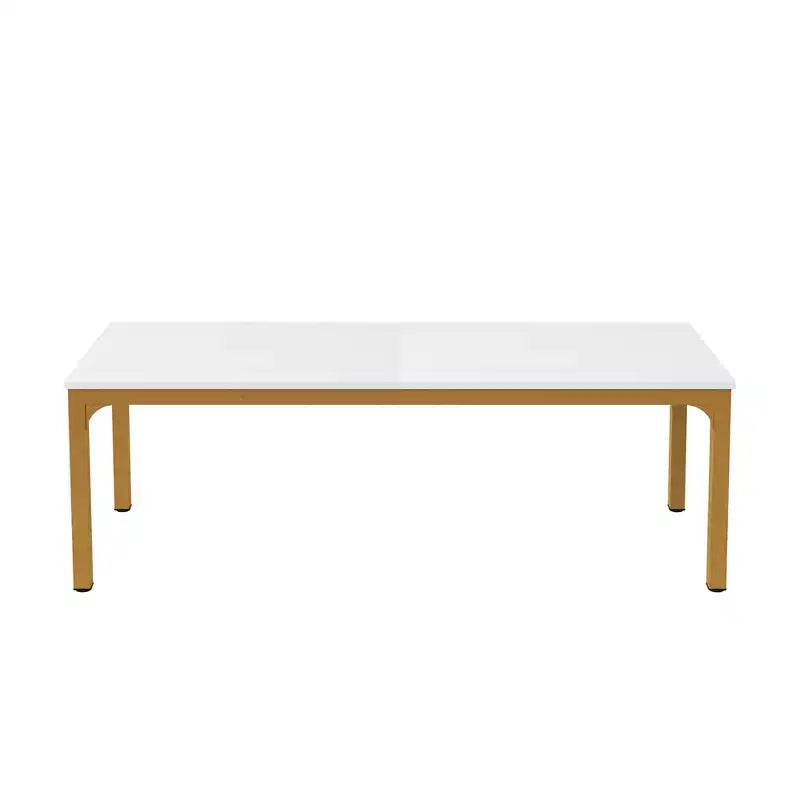 HomeRoots 46 White and Gold Wood and Iron Dining Table