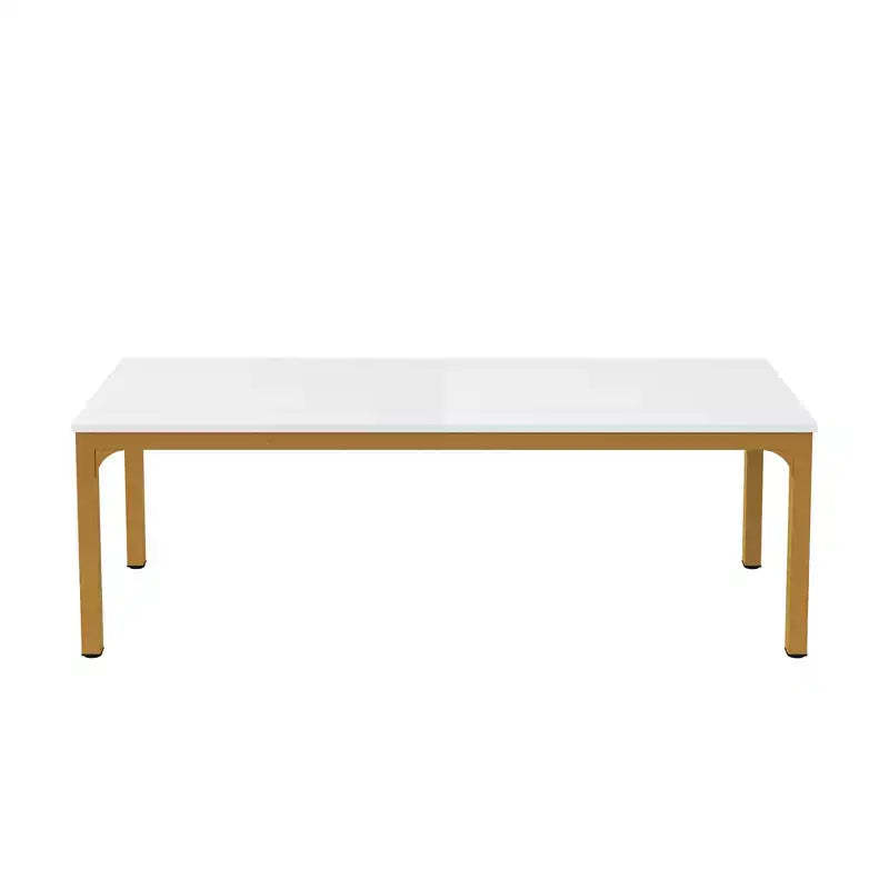HomeRoots 46 White and Gold Wood and Iron Dining Table