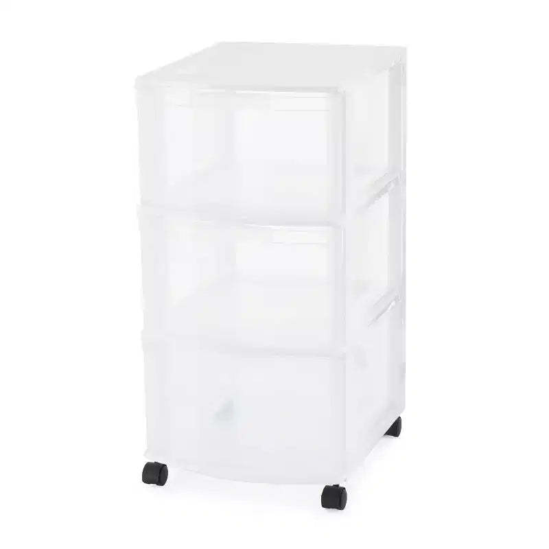 Gracious Living Classic 3 Drawer Organizer Plastic Storage Cart w/ Wheels