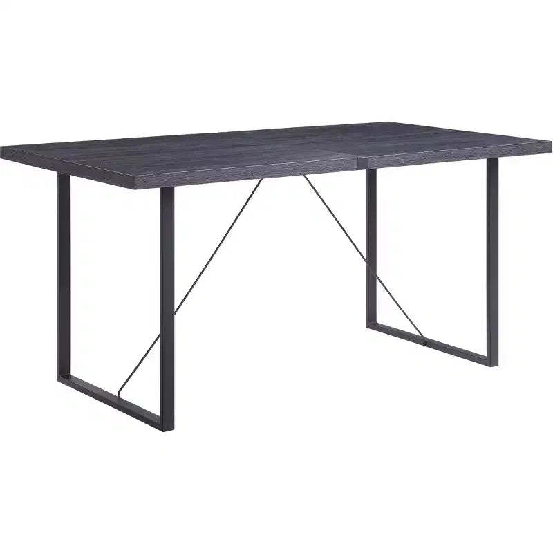 HomeRoots 64 Dark Gray and Black Wood and Iron Sled Base Dining Table