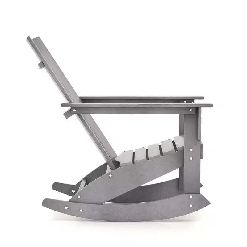 Gymax Adirondack Rocking Chair w/ Rounded Armrests HDPE Porch Rocker Supports up to 330lbs Gray