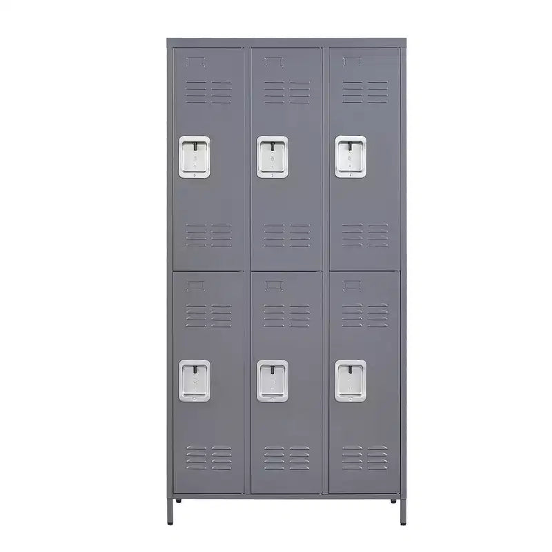 VIYET 72H 6-Door Metal Locker Cabinet, Gray Steel Storage w/ Independent Locks (for Employee/Gym/Office/School)