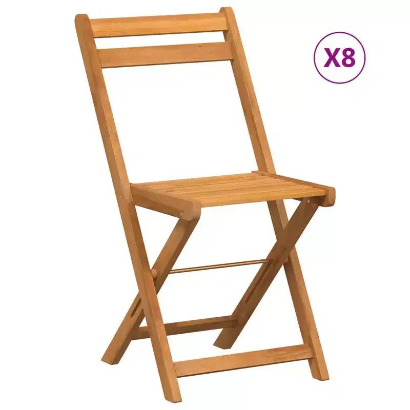 vidaXL Folding Bistro Chair Set of 8 Coffee Solid Acacia Wood Standard
