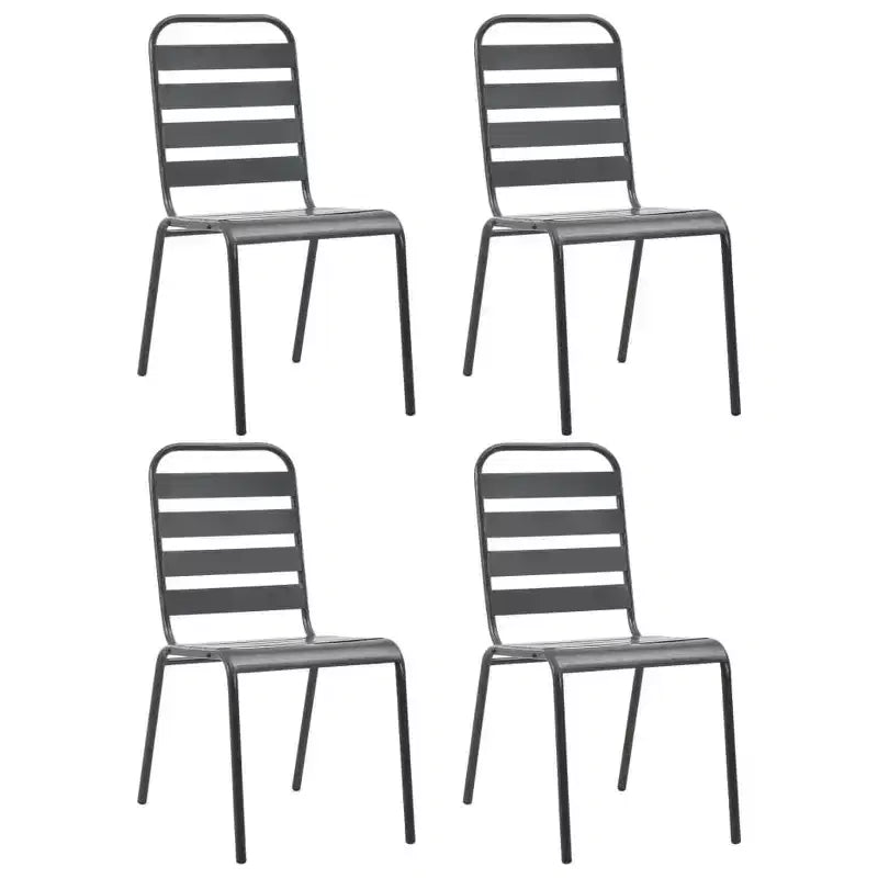 vidaXL Outdoor Chair Set of 4 E-coated Steel Standard
