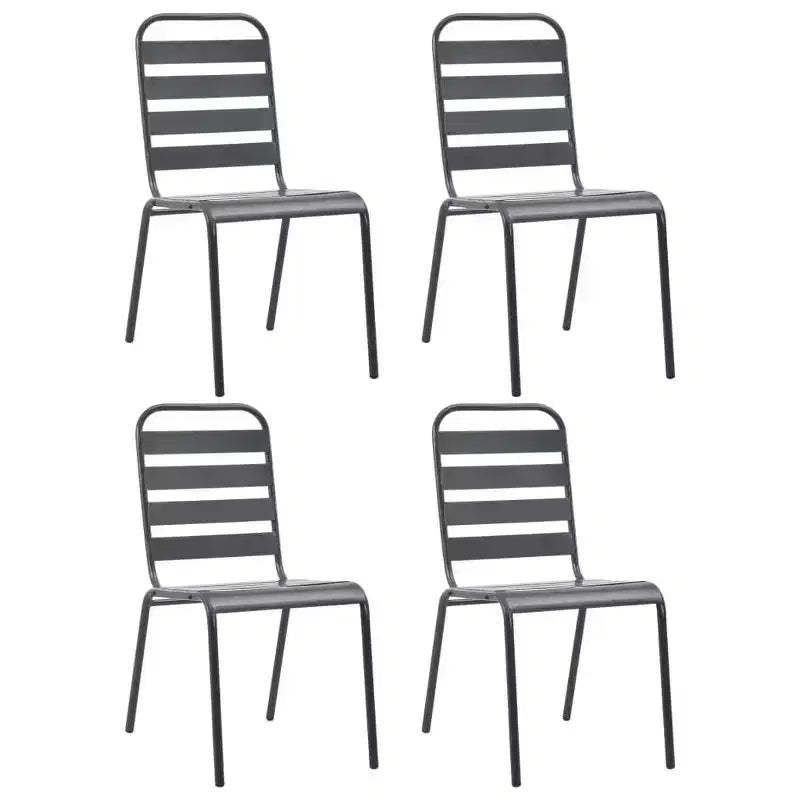 vidaXL Outdoor Chair Set of 4 E-coated Steel Standard