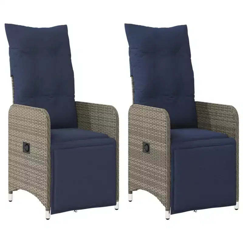 vidaXL Reclining Patio Chair with Cushions Poly Rattan