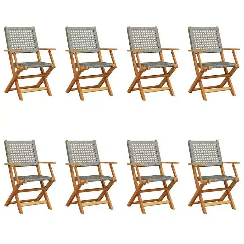 vidaXL Garden Chair Set of 6 Solid acacia wood, PE rattan Standard