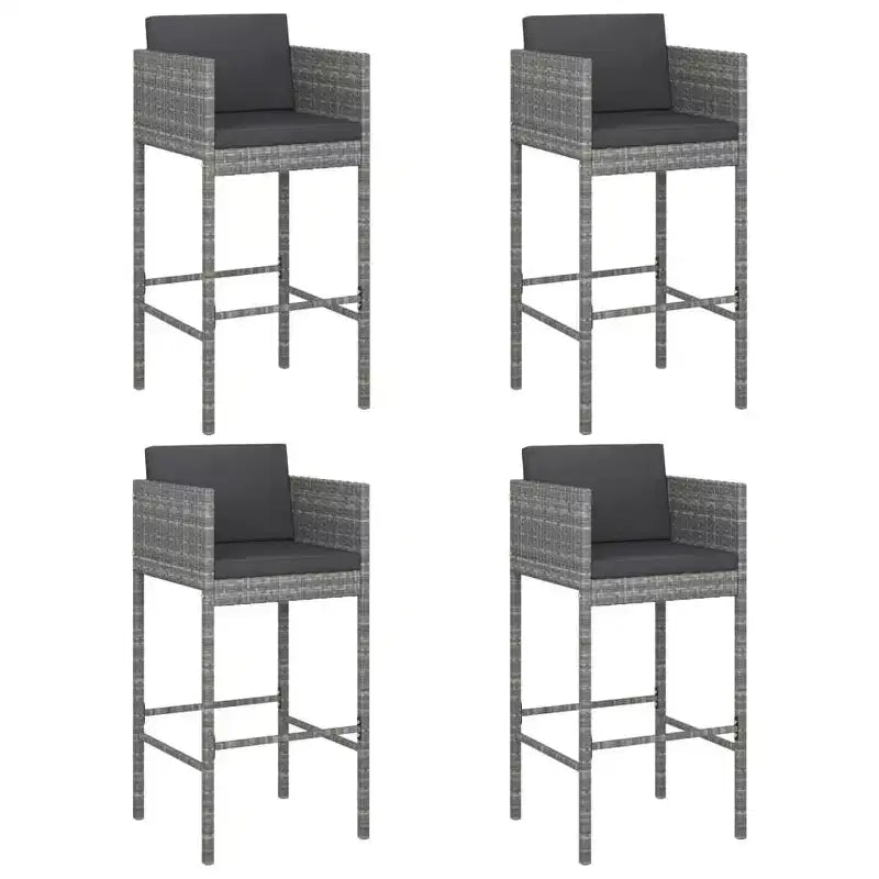 vidaXL Bar Stool Set of 4 Poly Rattan, Powder-Coated Steel