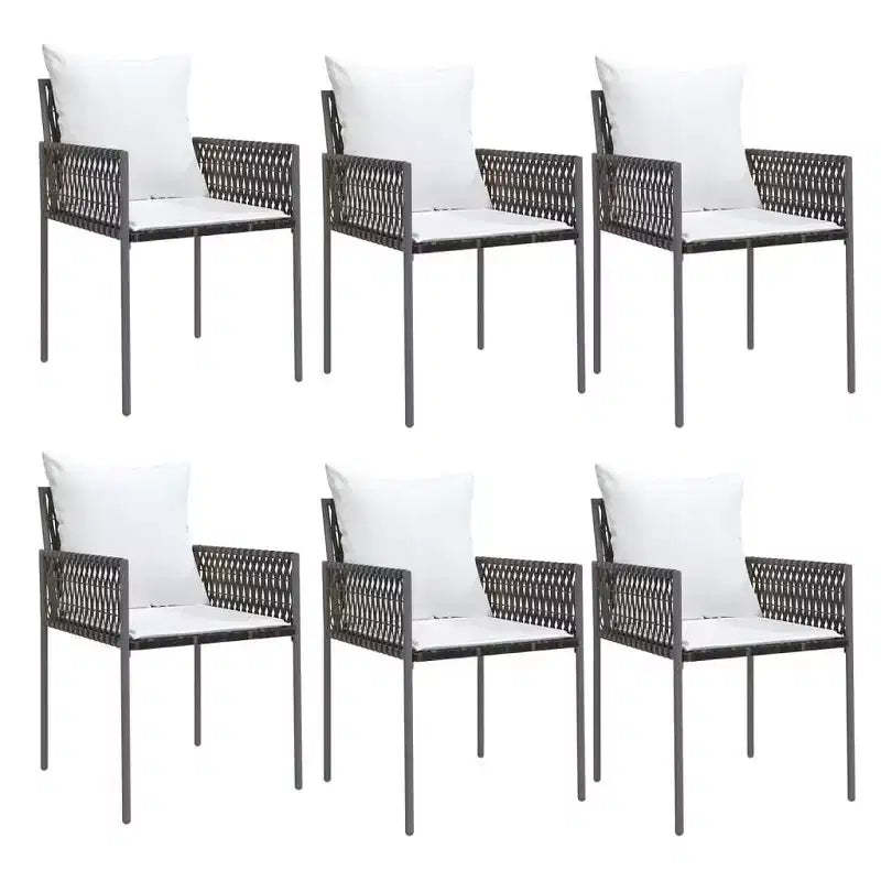 vidaXL Garden Chair Set of 6 Poly Rattan, Powder-Coated Steel