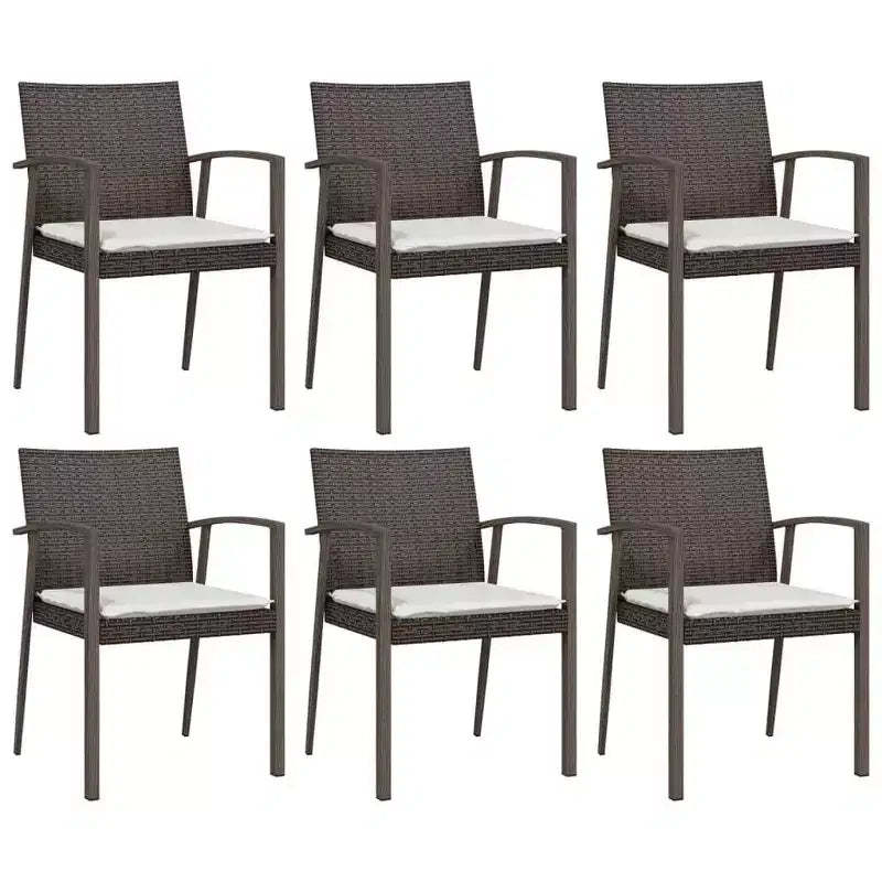 vidaXL Garden Chair Set of 6 Poly Rattan, Steel Medium Durable