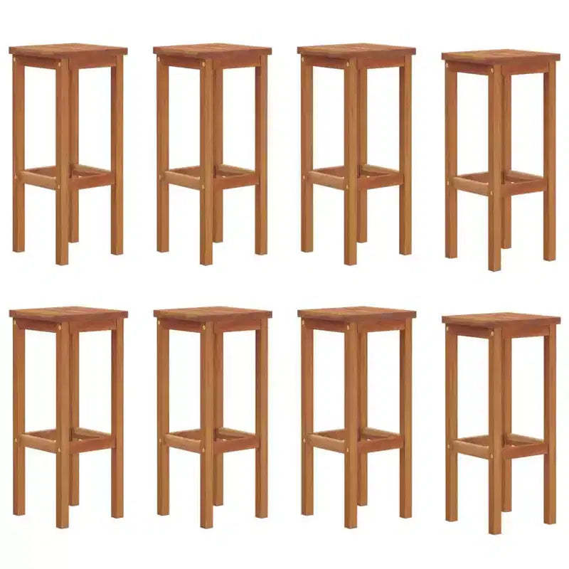 vidaXL Bar Stool Set of 8 Natural wood color Solid Acacia wood Standard
