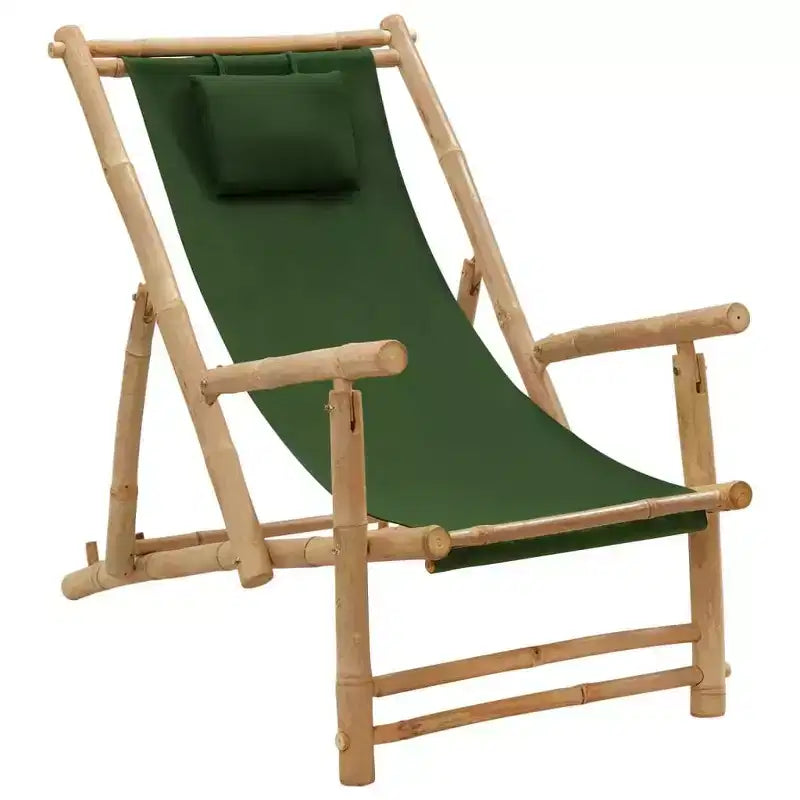 vidaXL Deck Chair Bamboo, Canvas (100% Polyester) Standard