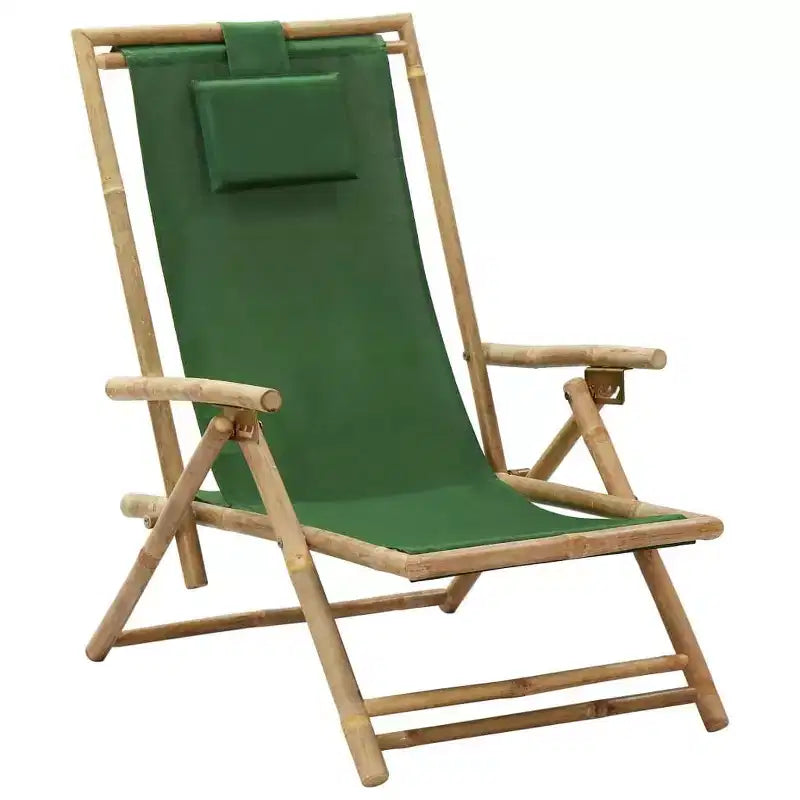 vidaXL Sun Lounger Bamboo, Canvas Standard Foldable Sun Lounger