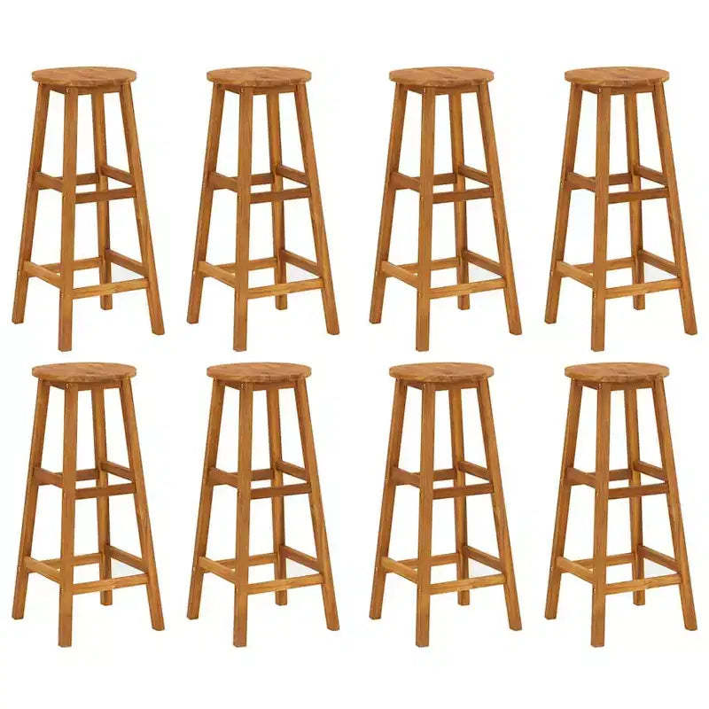 vidaXL Bar Stool Set of 8 Natural wood Solid Acacia wood Standard