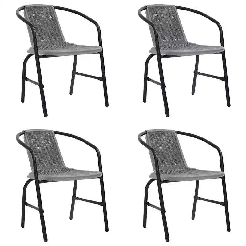 vidaXL Garden Chair Set of 4 Black Plastic rattan, steel Standard