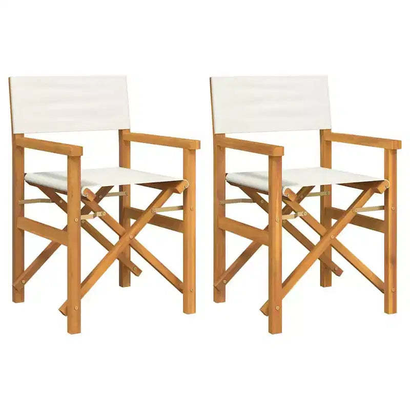 vidaXL Director's Chair Set of 2 Cream, Teak Solid Teak wood, Polyester